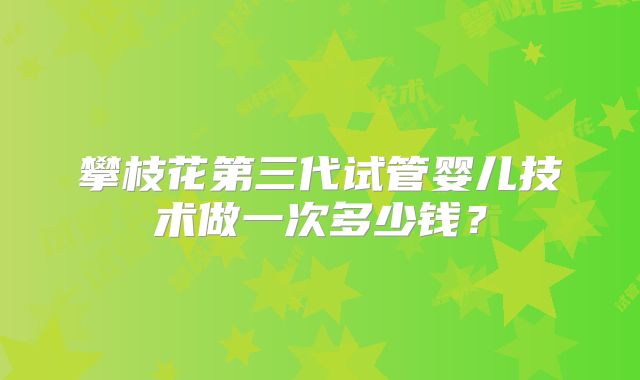 攀枝花第三代试管婴儿技术做一次多少钱?