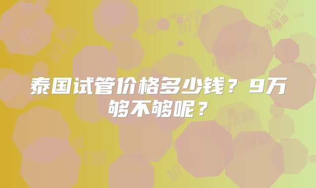 泰国试管价格多少钱?9万够不够呢?