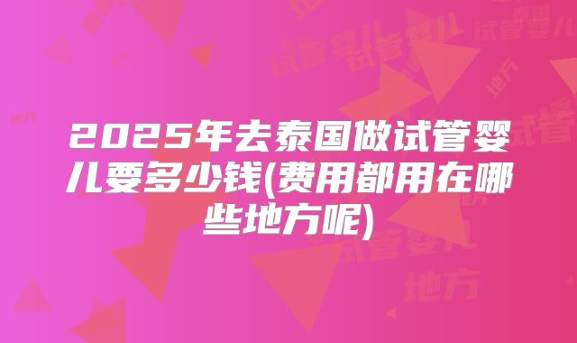 2025年去泰国做试管婴儿要多少钱(费用都用在哪些地方呢)