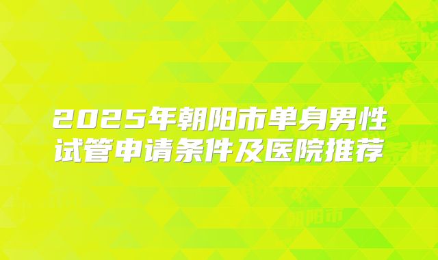 2025年朝阳市单身男性试管申请条件及医院推荐
