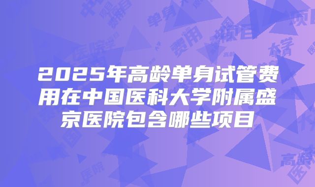 2025年高龄单身试管费用在中国医科大学附属盛京医院包含哪些项目